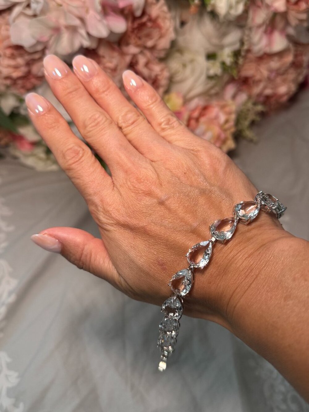 White Gold Plated CLEAR Zircon Bracelet Tennis Crystal CZ Jewelry